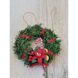 Mini wreath candy cane flowers ornament Xmas